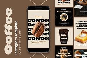 Coffee House Instagram Template Kit, a Social Media Template by Nenjo Studio