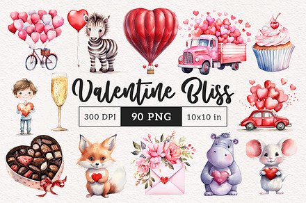 Valentine Clipart Bundle, a Seasonal Illustration by PaintPixelCo