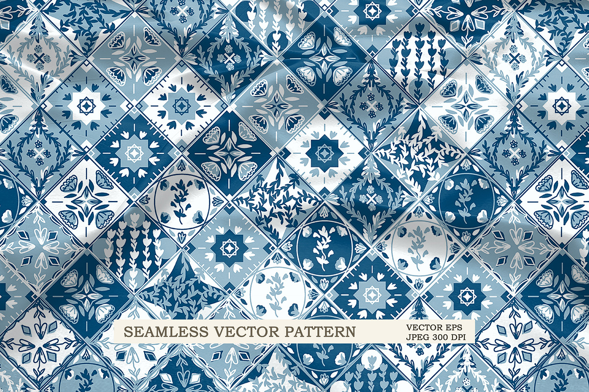 Blue mosaic seamless vector #1, a Pattern Graphic by PatternsBlooming
