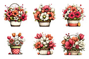 Watercolor easter flower basket clip, an Illustration by SinaCreation (Thumbnail 2 of 11)