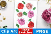 Sketch Roses Clipart, an Illustration by The Digital Download Shop (Thumbnail 1 of 4)