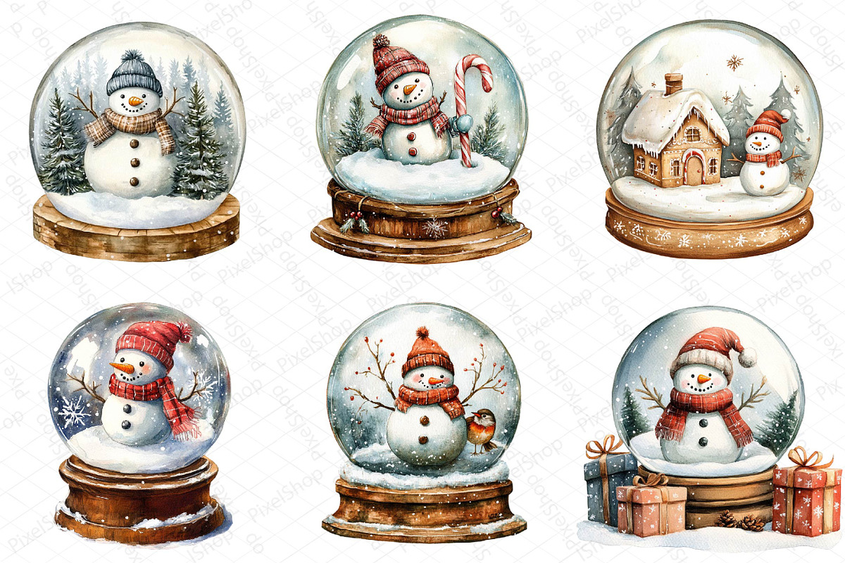 Christmas Snowman Globe Clipart, an Illustration by DreamPrint404 (Photo 3 of 6)