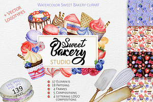Sweet Cake Baking Watercolor clipart