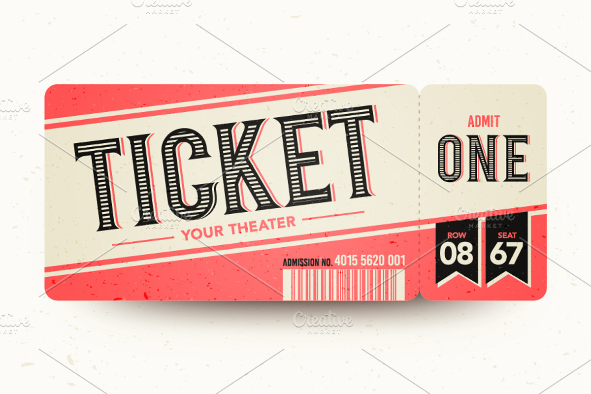 Vintage Retro Cinema Ticket Template, an Object Graphic by Black White Mouse Design (Photo 1 of 3)