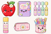 Kawaii Back to School Clipart Bundle, a Seasonal Illustration by Designworld (Thumbnail 3 of 5)