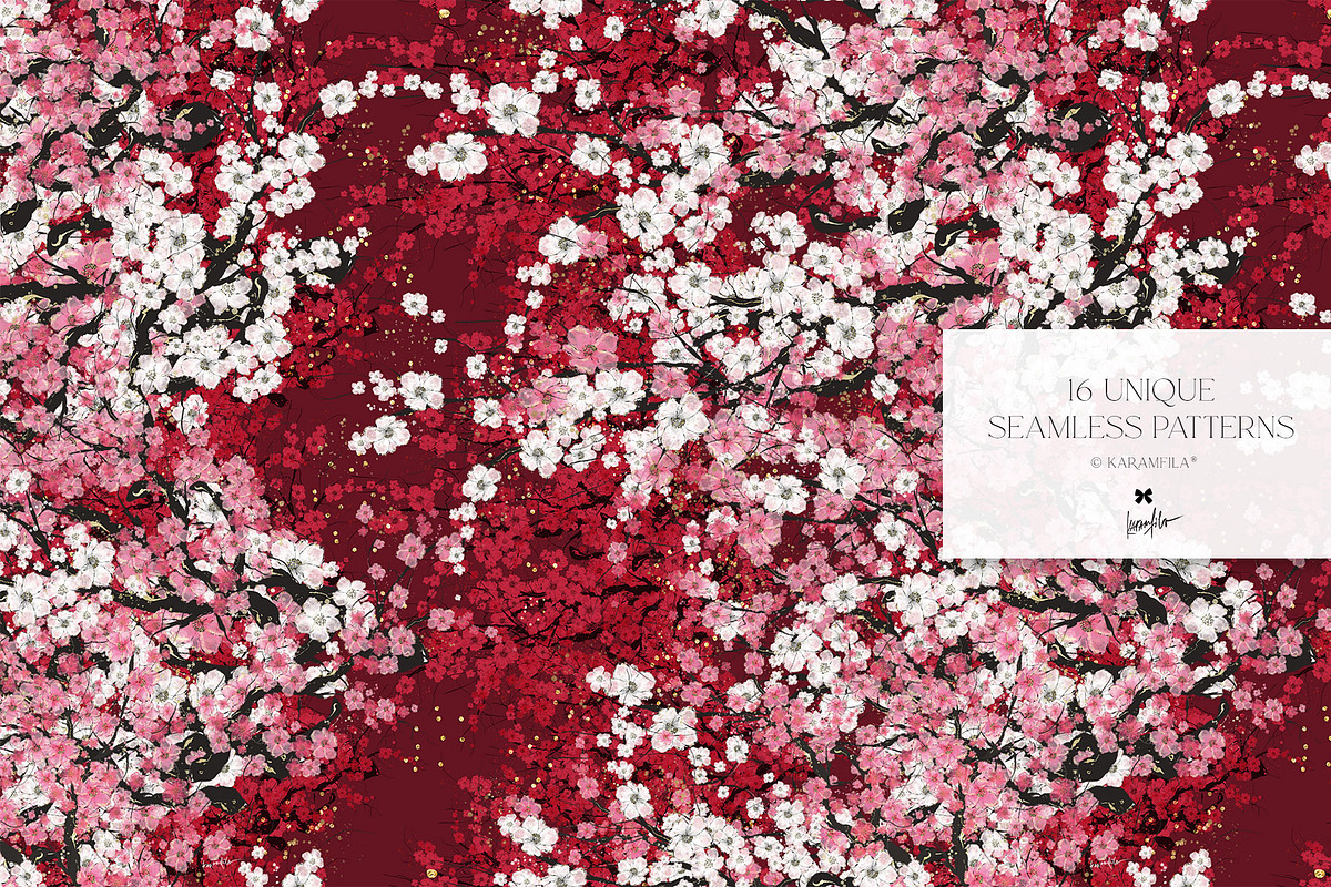 Cherry Blossoms Japanese Patterns, a Pattern Graphic by KaramfilaS (Photo 7 of 23)