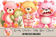 Quirky Valentine Teddy Bear Clipart, an Illustration by DreamArtGraphic (Thumbnail 1 of 5)