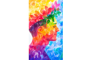 Profile of man Adorned with Colorful, an Illustration by Lermont51