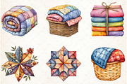 Watercolor Cottage Quilts Fussy Clip, an Illustration by Libby Wishes (Thumbnail 2 of 6)