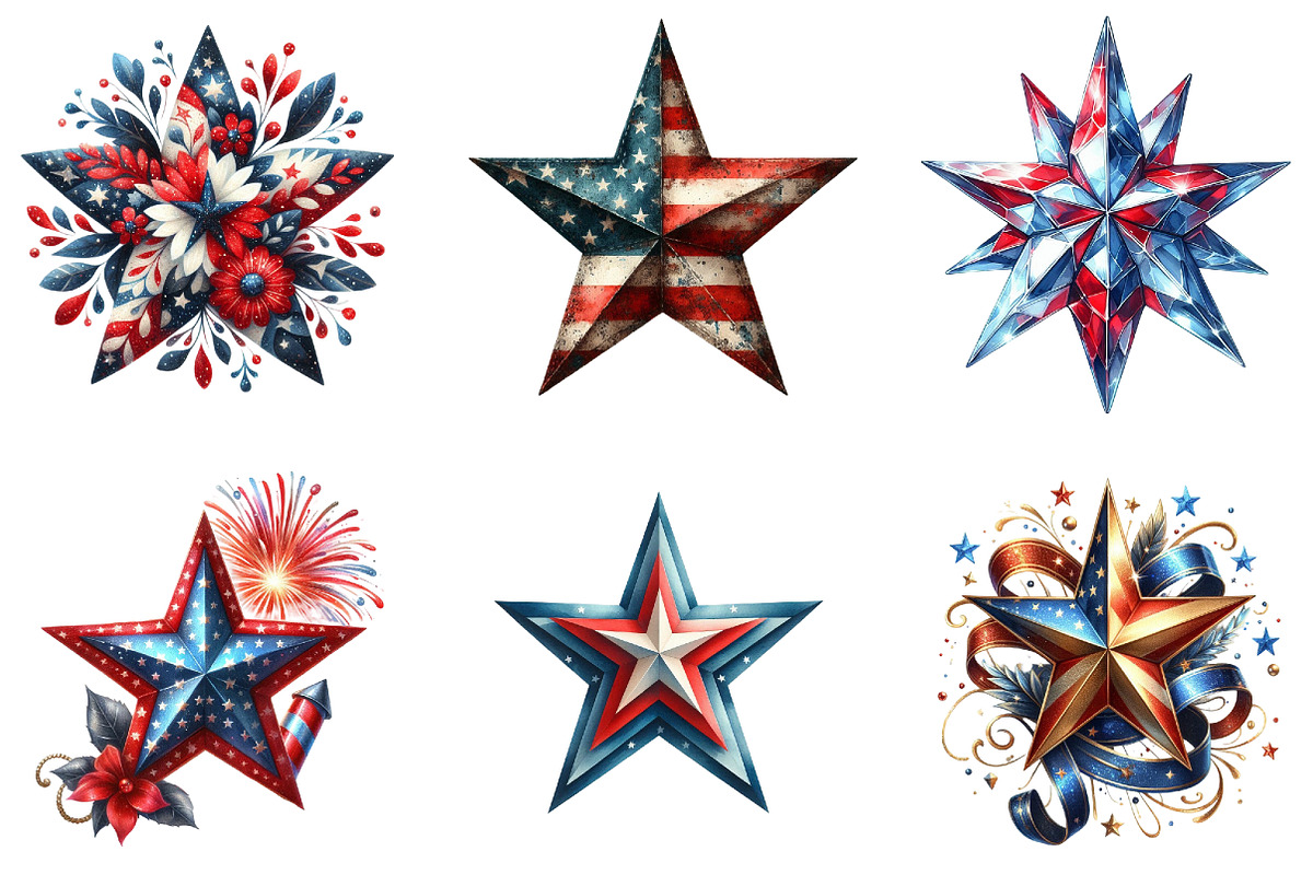 4th of July Star Clipart, an Illustration by DreamArtGraphic (Photo 2 of 4)