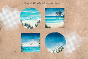 Watercolor Beach Landscape Clipart