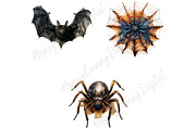 Watercolor Halloween Clipart, a Decorative Illustration by HoneyBunnyDigital (Thumbnail 4 of 7)