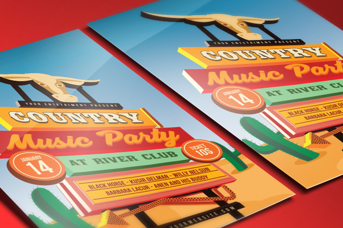 Country Music Event Street Sign, a Flyer Template by Muhamad Iqbal hidayat