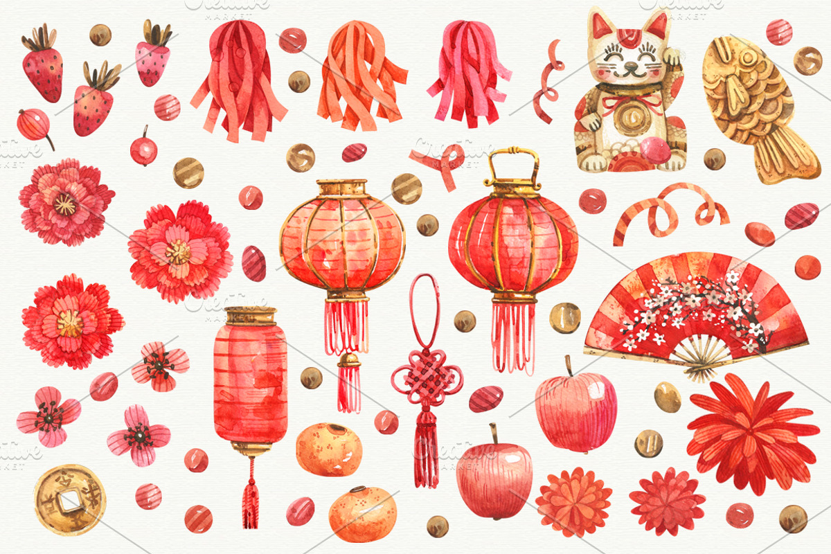 Chinese New Year, a Decorative Illustration by Watercolor by Tonia Tkach (Photo 2 of 5)