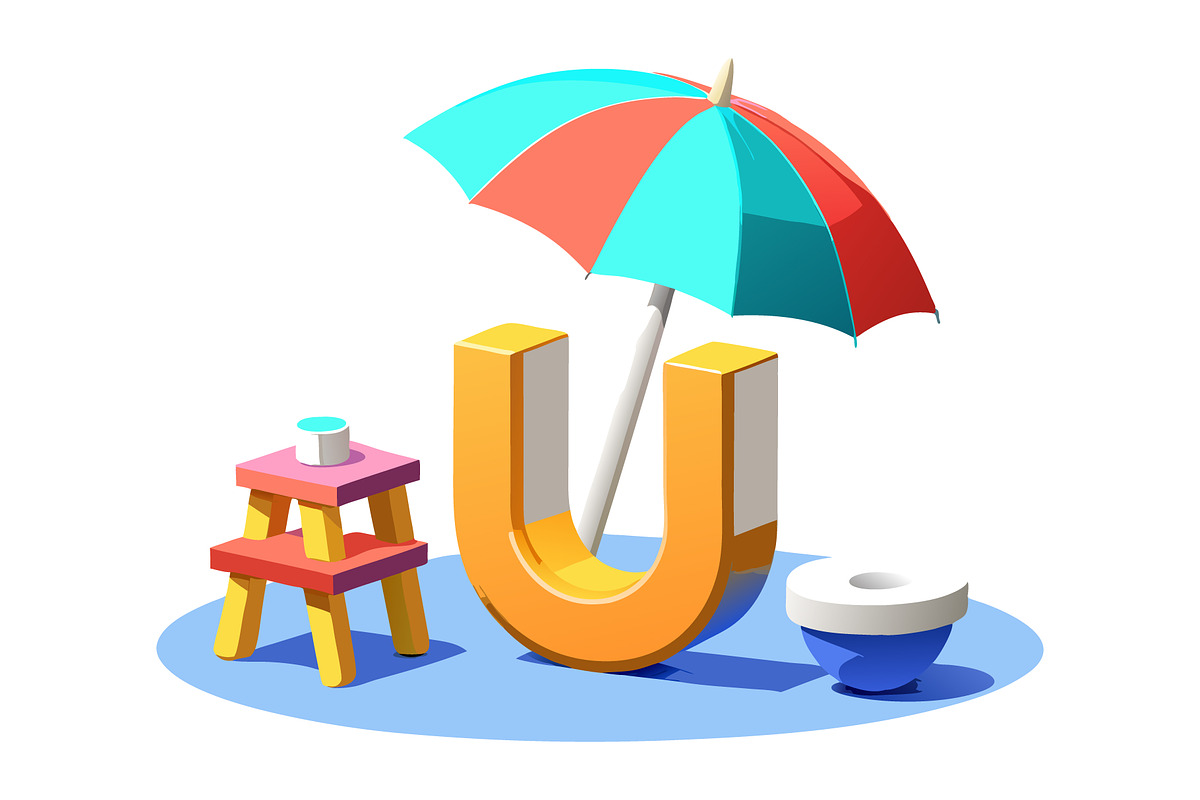 A-Z 3D Alphabet with Cute Character, a Graphic by Creative_View (Photo 28 of 28)