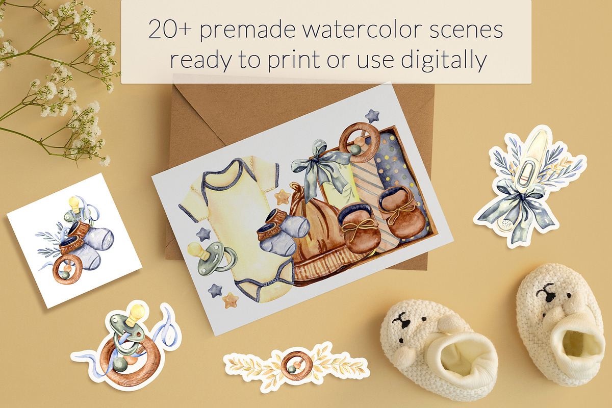 Baby Shower Watercolor Collection, a Decorative Illustration by WatercolorElena (Photo 4 of 12)