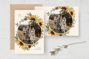 Autumn Sunflower Photo Card Template