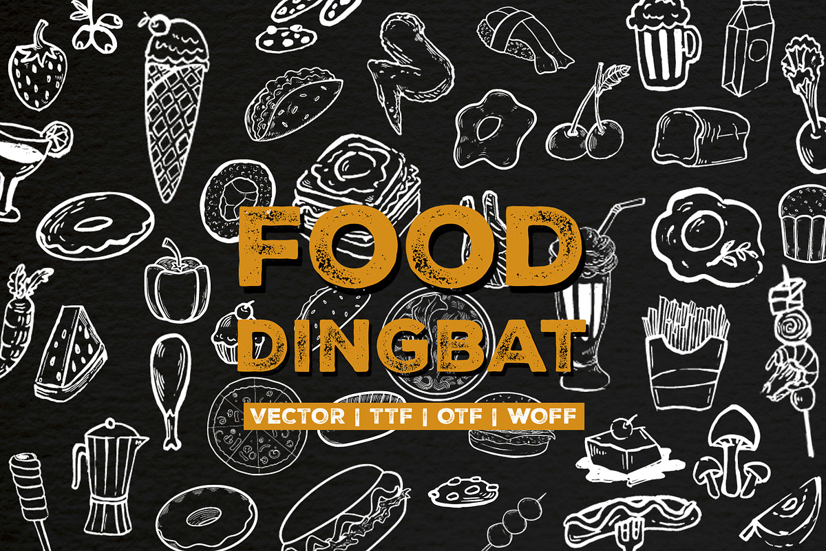 Food Dingbat, a Symbol Font by iyhulmonsta (Photo 2 of 7)