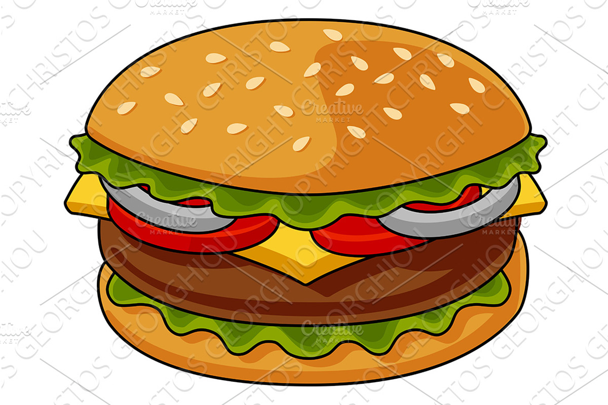 Cheeseburger Burger Food, a Food Illustration by Christos Georghiou