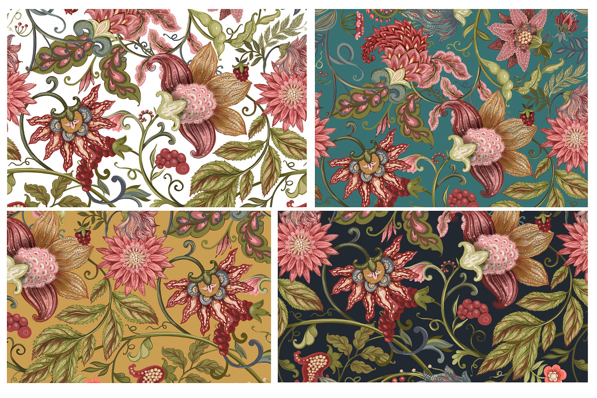 Bramble Jacobean Floral Pattern, a Pattern Graphic by Sonulkaster (Photo 5 of 13)
