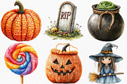 Watercolor Crochet Halloween Clipart, an Illustration by Canvas Craft (Thumbnail 4 of 8)