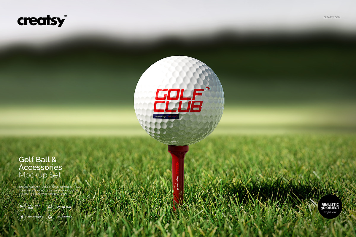 Golf Ball & Accessories Mockup Set, a Merchandise Mockup by creatsy5 (Photo 1 of 17)