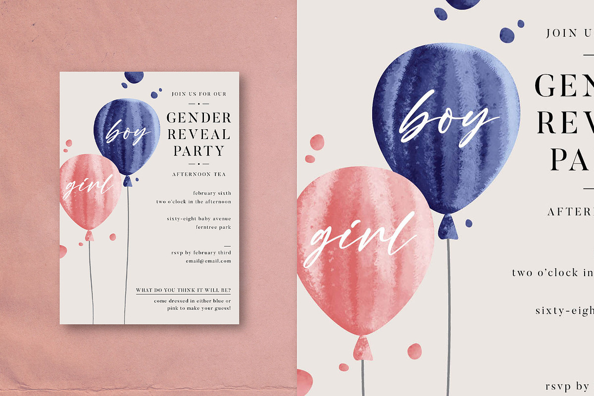 Gender Reveal Invitation, a Card Template by Design For Everything