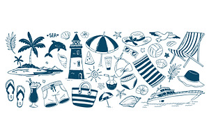 Sketch vintage beach summer vector, a Sport Illustration by art PVP - market