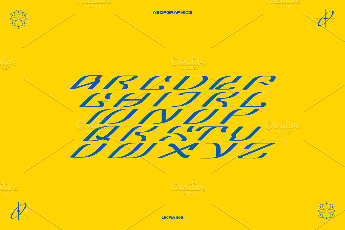 UKRAINE FONT ACID TECHNO GRAPHICS, a Blackletter Font by ASDF Graphics (Photo 4 of 4)