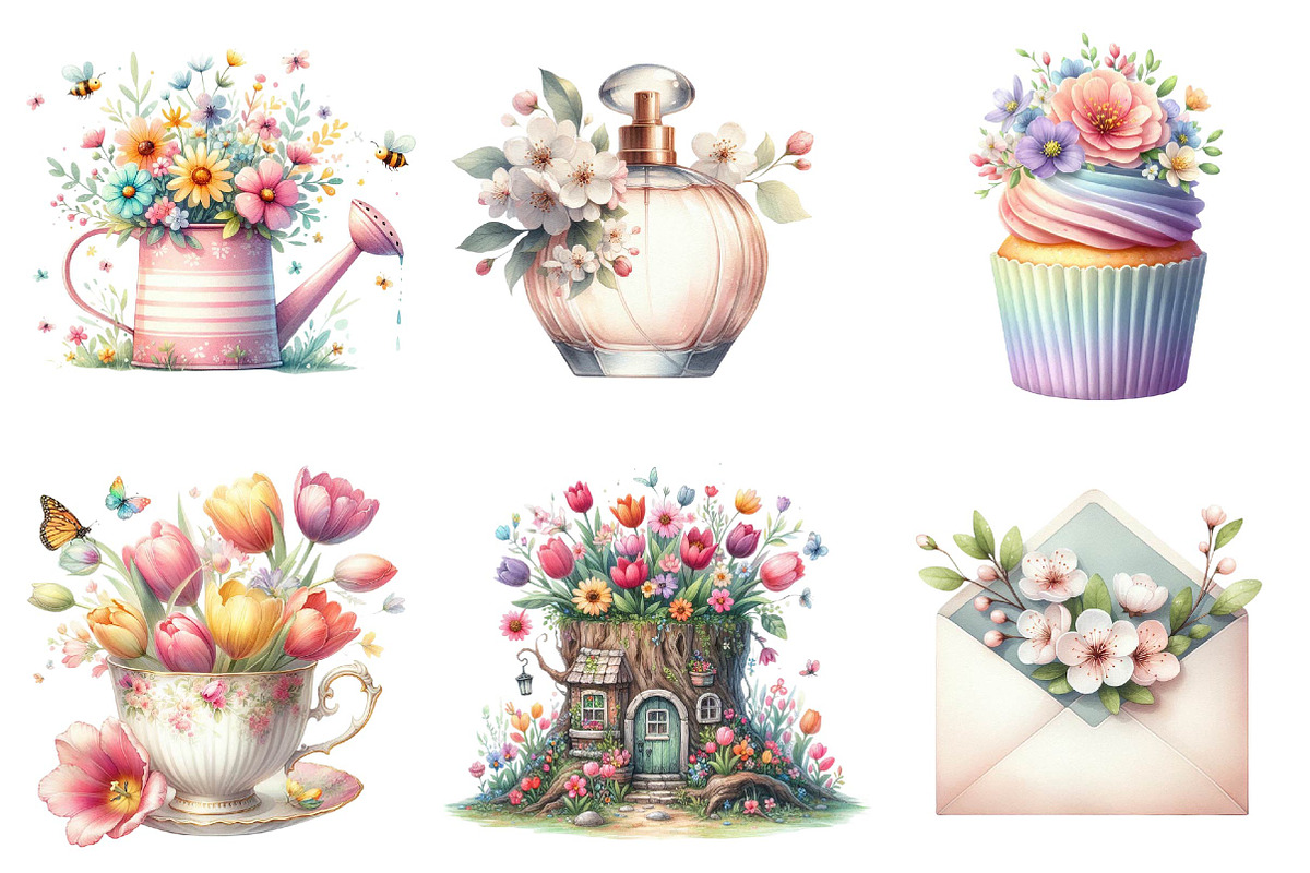Watercolor Spring Clipart, an Illustration by DreamPrint404 (Photo 7 of 7)