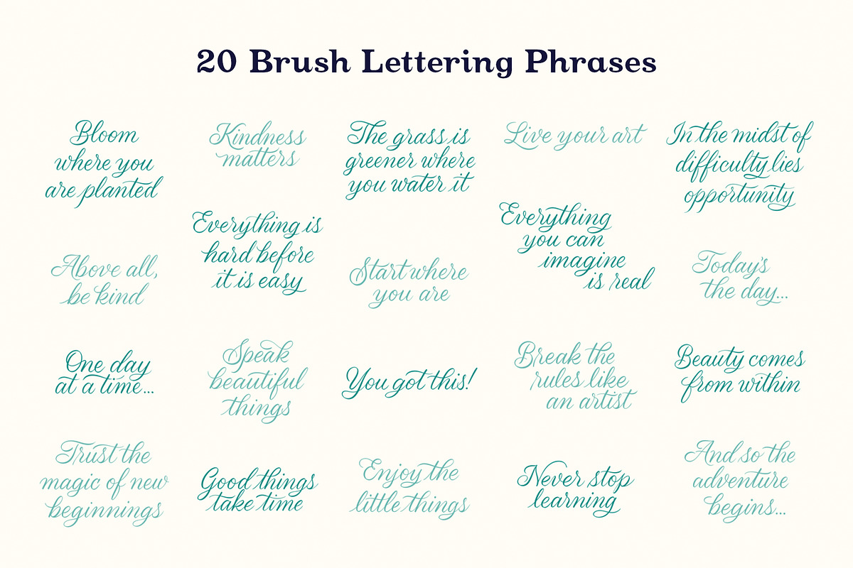 Brush Lettering Procreate Workbook, a Branding & Logo Template by Molly Suber Thorpe (Photo 3 of 7)