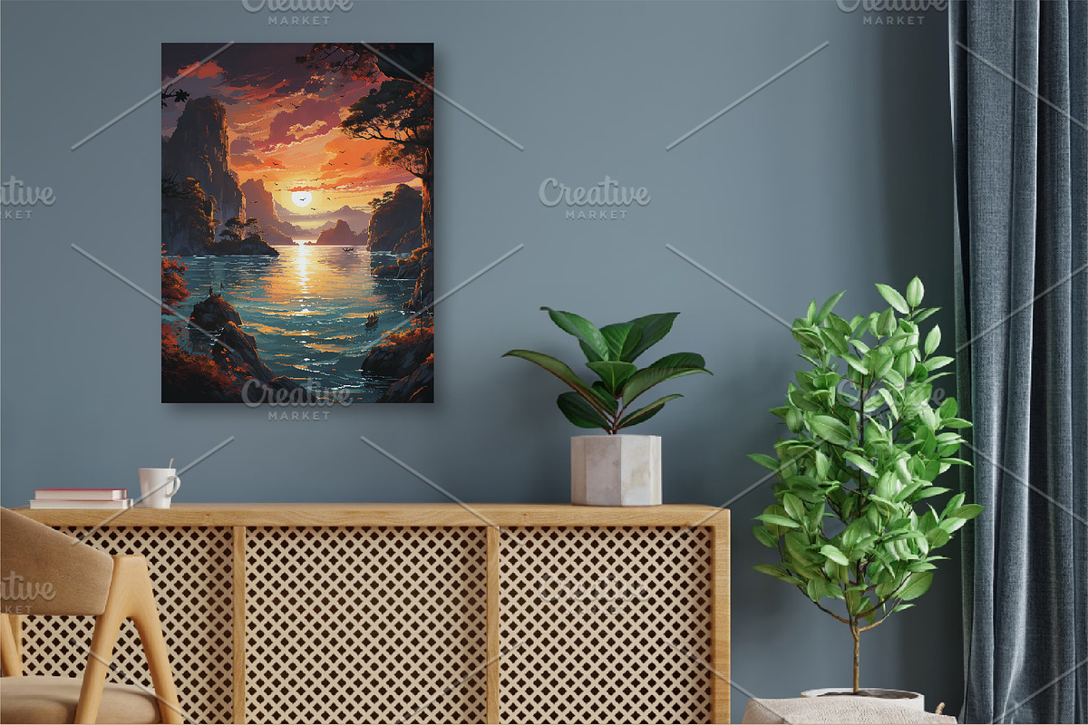 Landscape Painting Art 01. Wall Art., a Decorative Illustration by KENO Mascots (Photo 8 of 8)