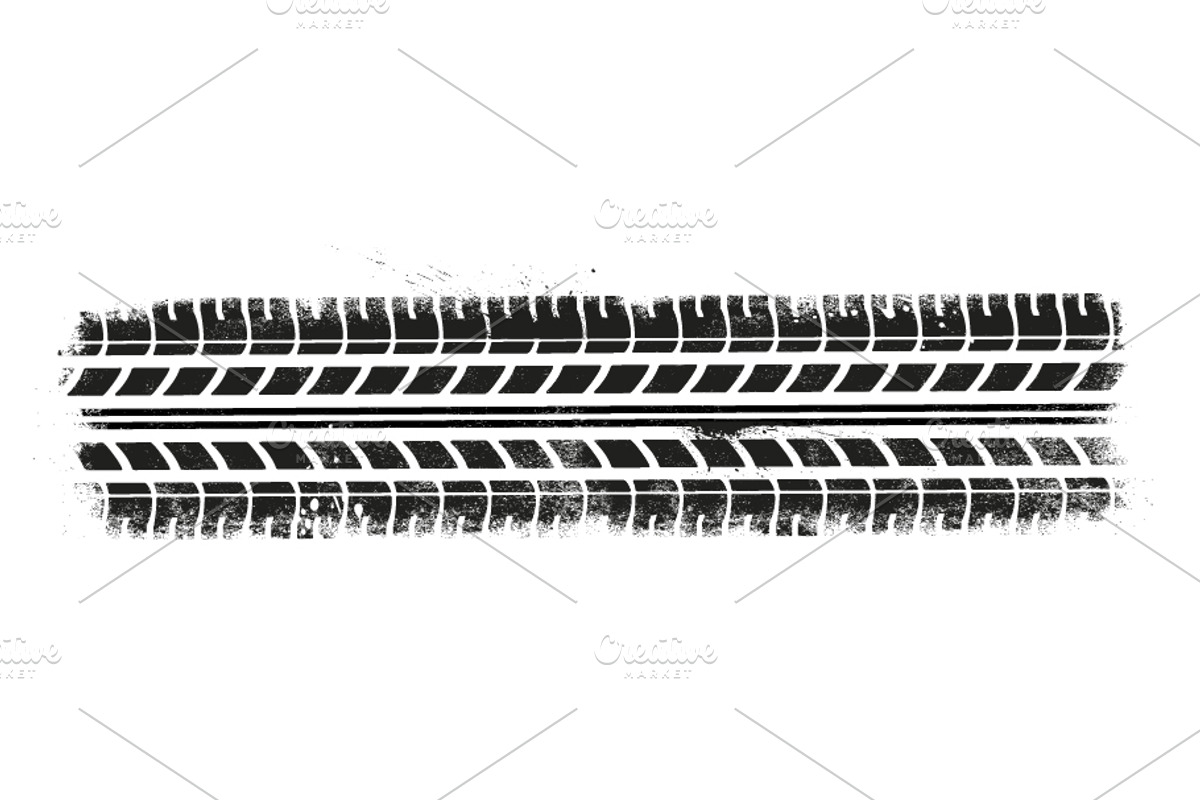 Tire Tracks With Grunge Effect, a Transportation Illustration by Black White Mouse Design (Photo 1 of 4)