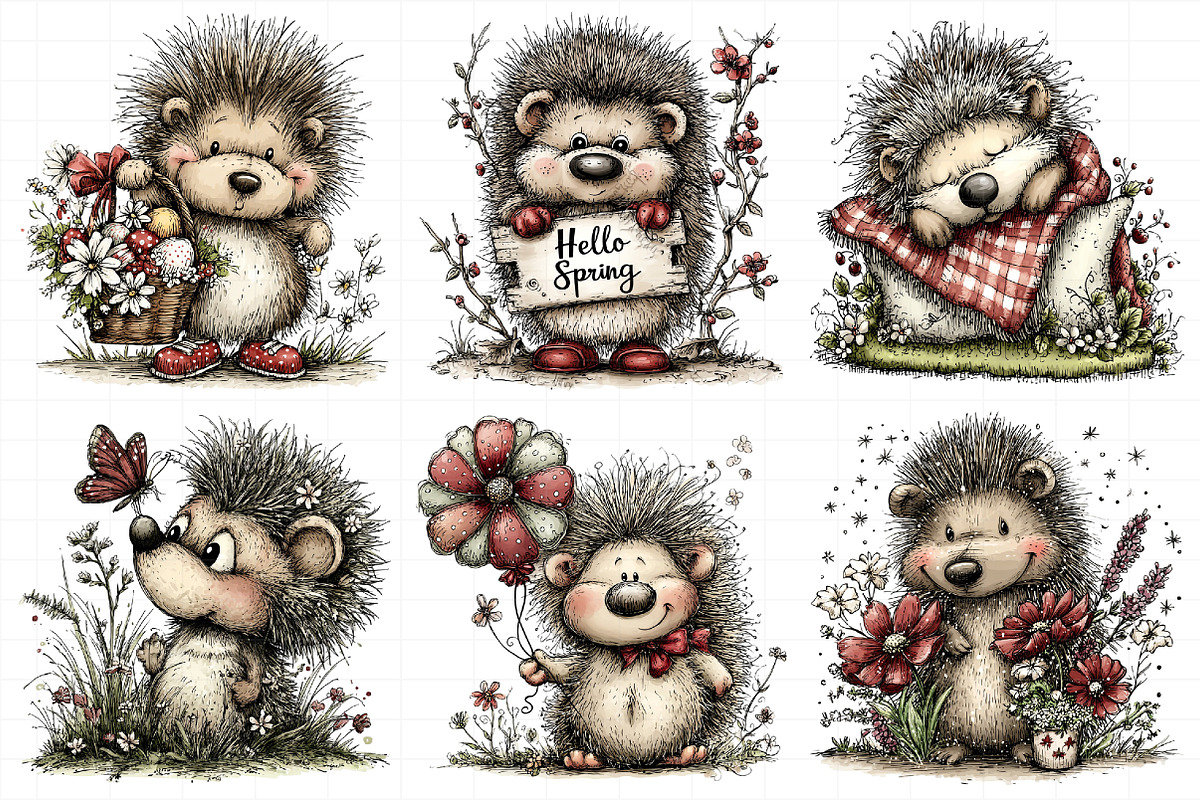 Whimsical Spring Hedgehog Png Clipar, an Illustration by Daily.Designs (Photo 7 of 7)