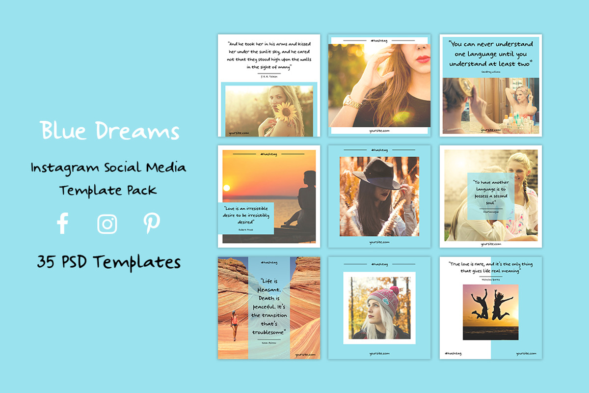 Blue Dream Social Media Pack, a Social Media Template by Helga_Design (Photo 3 of 8)