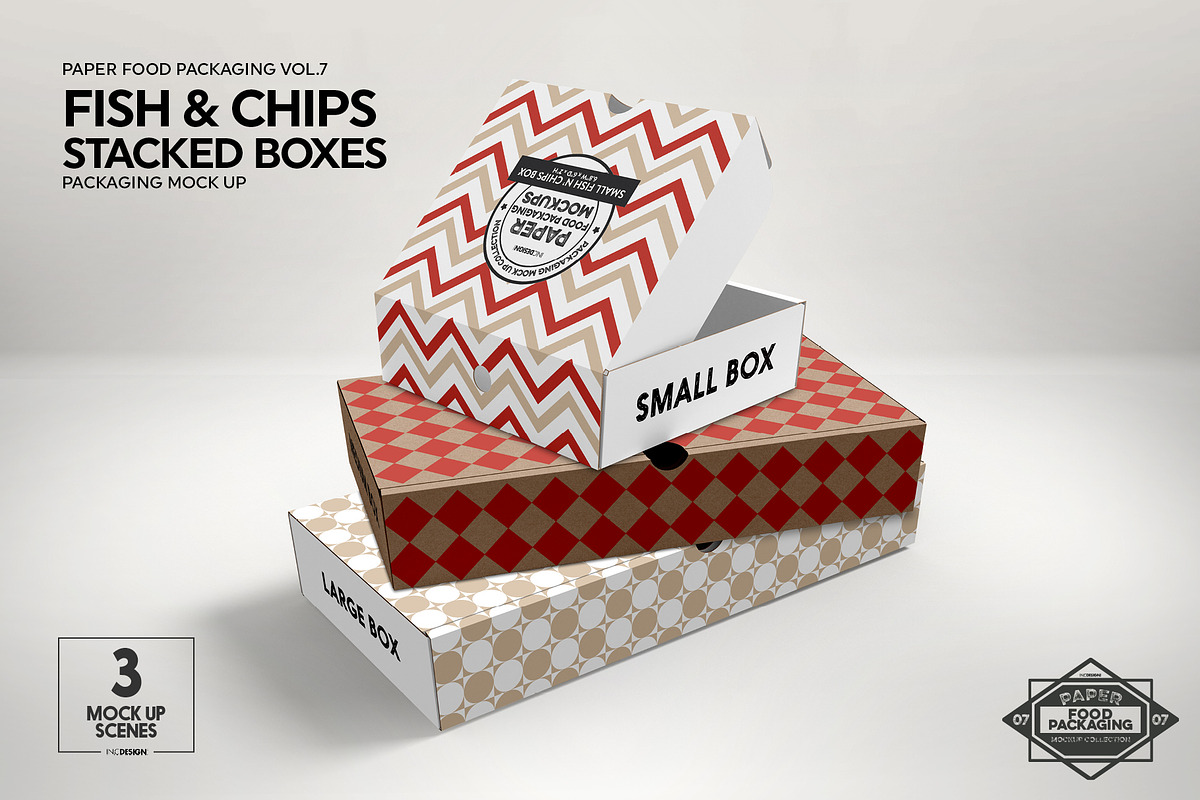 Stacked Fast Food Boxes Mockup, a Packaging Mockup by INCDesign (Photo 8 of 10)