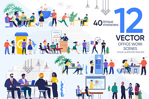 Office Work Vector Scenes
