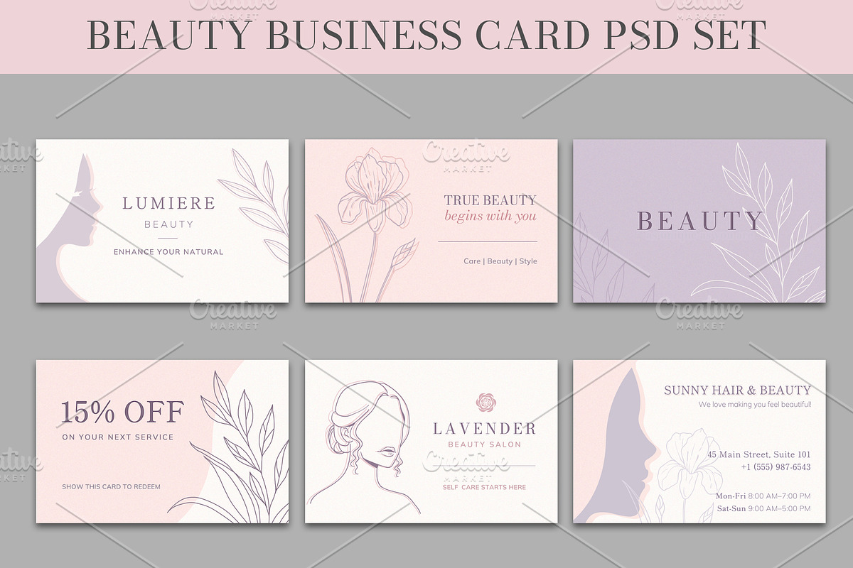 Beauty Business Card PSD Template, a Business Card Template by Elena Naumchenkova (Photo 2 of 3)