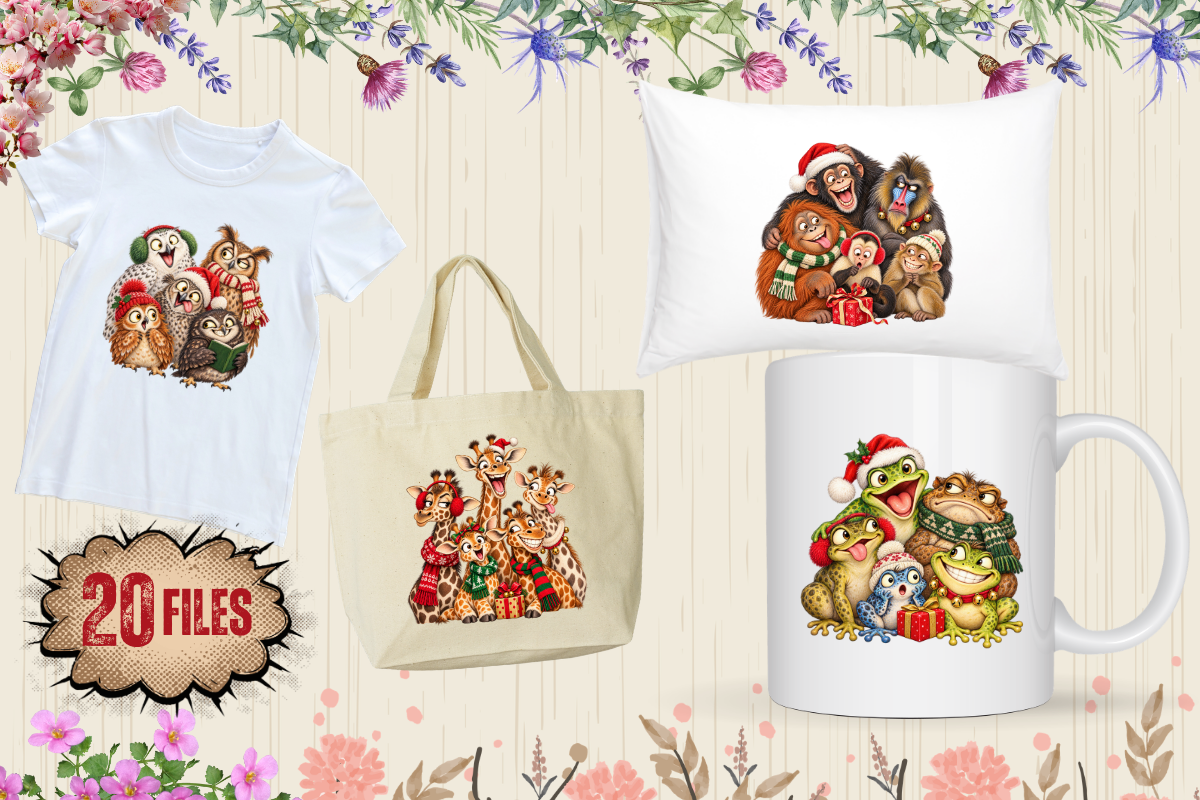 Funny Christmas Animals PNG Cliparts, an Animal Illustration by Ink Gallery (Photo 12 of 13)
