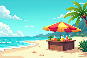 Island Scene With Tropical Juice Sta, a Photo by LOGOCREATIVE