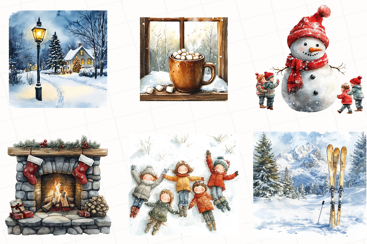 Christmas Scene Clipart, an Illustration by OK Design (Photo 3 of 5)