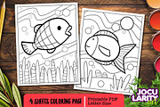 Funny Fish Cartoon Coloring Pages, an Animal Illustration by Jocularity Art (Thumbnail 3 of 3)