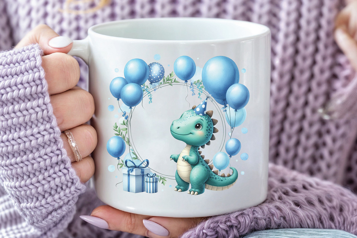 Blue Dinosaur Birthday PNG, an Illustration by CraftArtStudio (Photo 5 of 6)