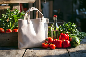 Reusable eco bag with fresh market v, a Food & Drink Photo by Photostock