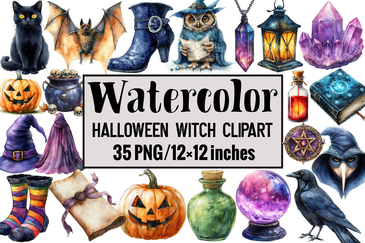 Halloween Witch Clipart, an Illustration by Design Market (Photo 2 of 3)