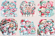 Christmas Snowman Family Clipart B, a Seasonal Illustration by SVGArt (Thumbnail 7 of 10)