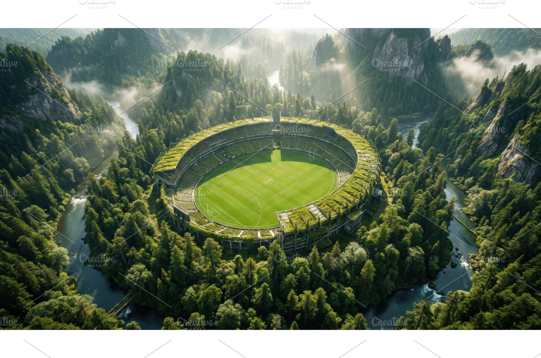 Aerial view of immense, lush green, an Architecture Photo by Igor Tichonow