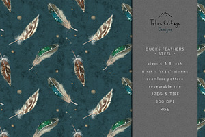Duck Feathers Seamless Pattern Steel