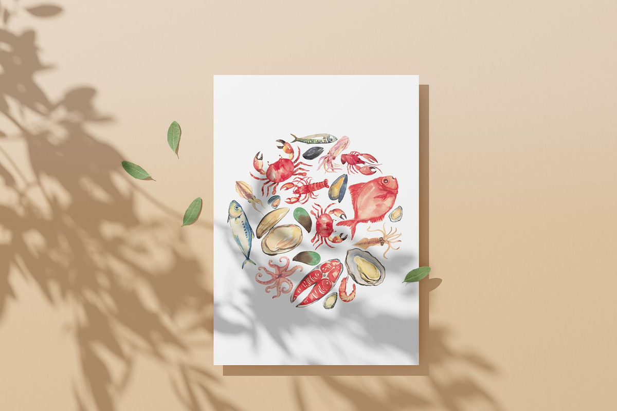 Sea Food watercolor, an Illustration by 7nov.studio (Photo 7 of 7)