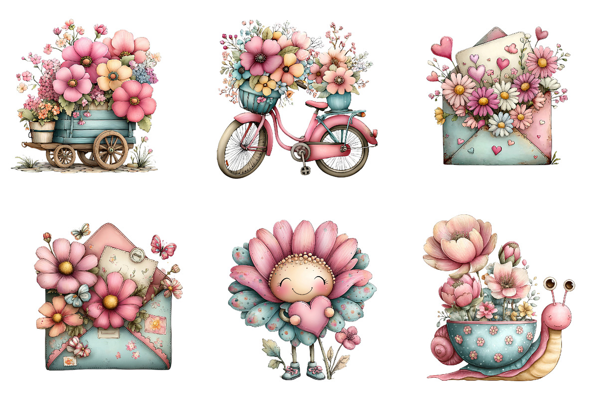 Whimsical Spring Clipart, an Illustration by CreationArt (Photo 6 of 7)